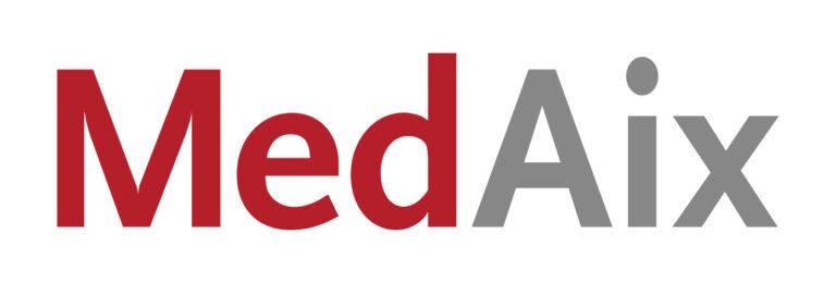 Logo von MedAix, der Wortteil Med ist in rot gestaltet, der Wortteil Aix in einem Grauton