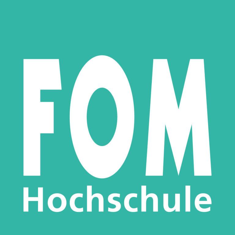 Logo FOM Hochschule, weiße Schrift auf grünem Hintergrund