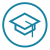 Icon Studienmöglichkeiten, Akademie-Hut in einem Kreis
